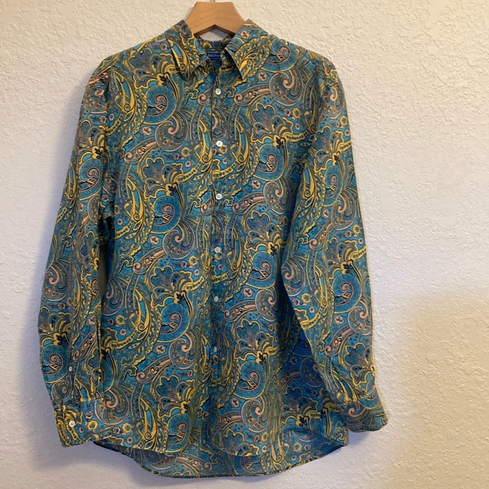 SALTAIRE Mens paisley printed l/s shirt. Sz L